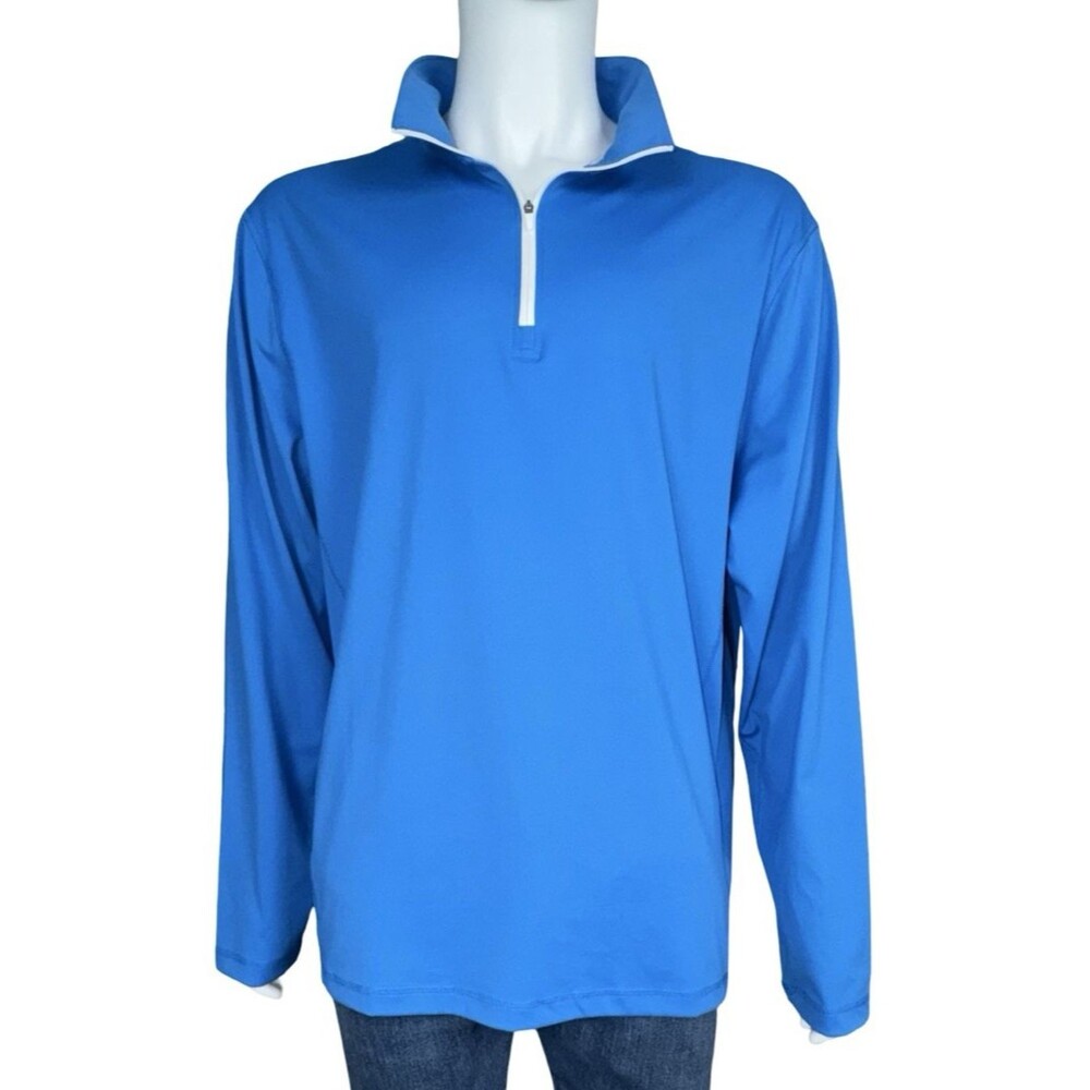 MSX by Michael Strahan Mens XXL Shirt Pullover 1/4 Zip Blue Wicking UPF New